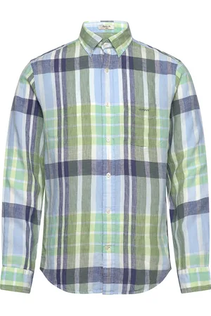 GANT Reg Linen Madras Shirt Green