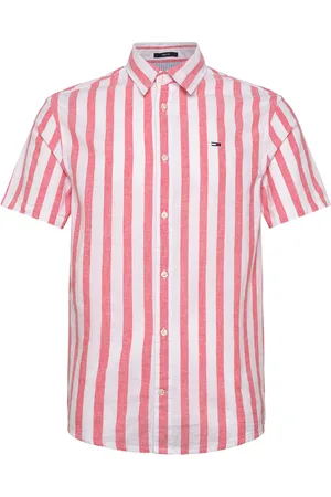 Tommy Hilfiger Tjm Reg Linen Blend Stp Ss Shirt Red