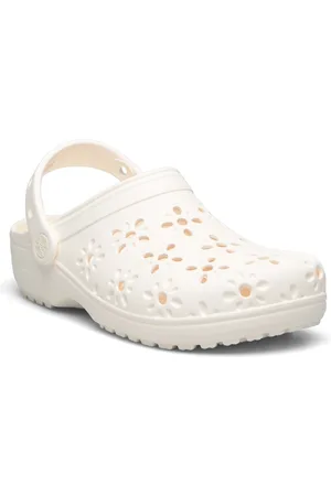 Crocs Classic Floral Cut Out Clog K White