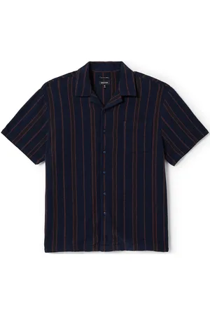 Brixton Bunker Waffle Stripe S/S Wvn Navy