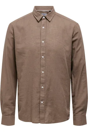 Only & Sons Onscaiden Life Ls Solid Linen Shirt Noos Brown