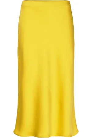 Calvin Klein Matte Shine Satin Midi Skirt Yellow