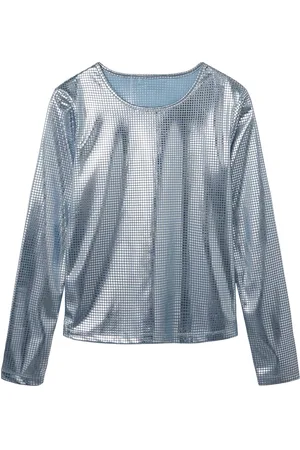 LMTD Nlfnirror Ls Crop Top Silver