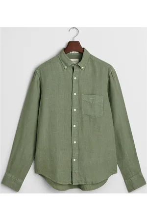GANT Reg Gmnt Dyed Linen Shirt Green