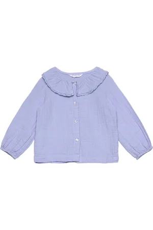 MANGO Cheesecloth Cotton Blouse Purple