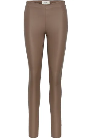 Object Objbelle Mw Coated Leggings Noos Brown