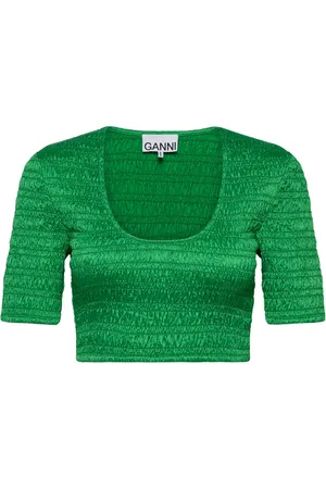 Ganni Crinkled Satin Green