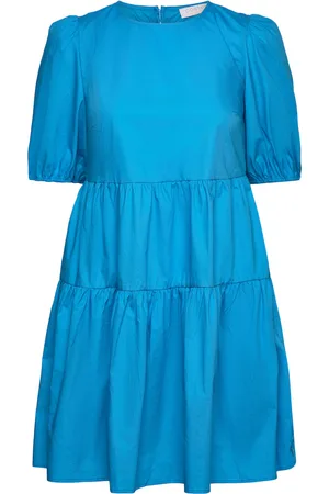 Coster Copenhagen Short Dress With Open Back Blue