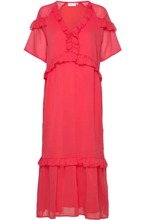 Coster Copenhagen Long Dress With Frills Coral
