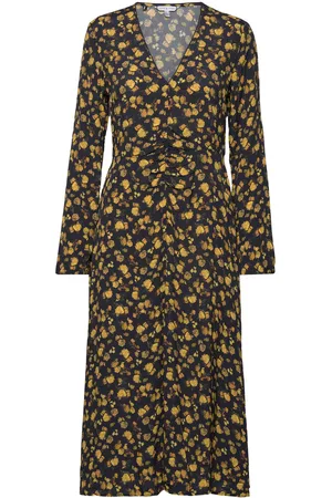 Tommy Hilfiger Moss Crepe Rose Midi Dress Black