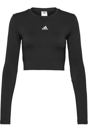 adidas Adidas Aeroknit Seamless Fitted Cropped Long-Sleeve Top Black