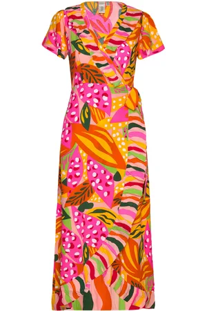 Y.A.S Tropicana Ss Wrap Dress S. - Fest Orange