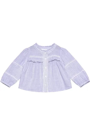MANGO Striped Voile Blouse Blue