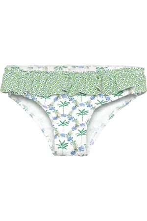 MANGO Ruffle Bikini Bottoms Green
