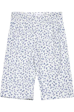 MANGO Floral Print Trousers Blue