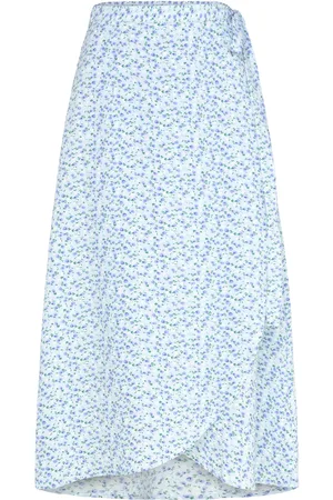 A-View Peony Wrap Skirt Blue