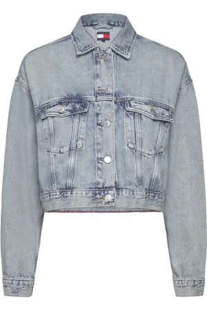 Tommy Hilfiger Ovsz Crop Trucker Jacket Bi6012 Blue