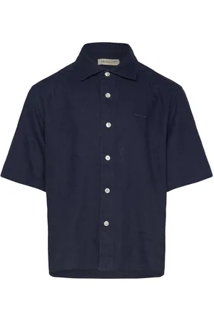 GANT Cotton Linen Ss Shirt Navy