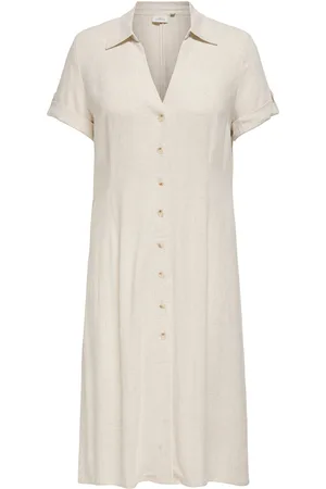 ONLY Carsiesta Ss But Long Linen Bl Dress Cream