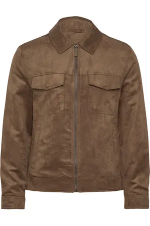 MANGO Suede-Effect Jacket With Zip Brown