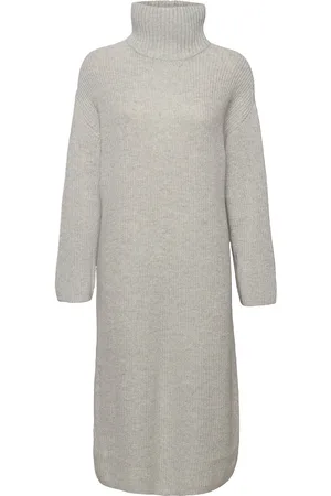 SELECTED Slfelina Ls Knit Highneck Dress B Grey