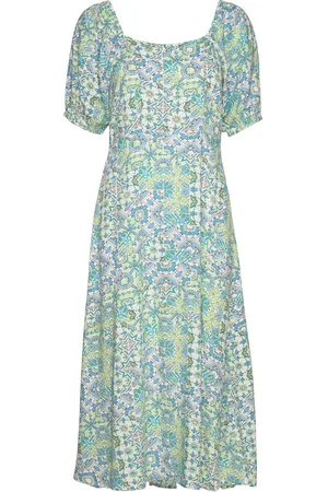 Cream Crregitze Long Dress- Zally Fit Blue