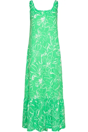 ONLY Onlalma Life Poly Noemi Long Dress Aop Green