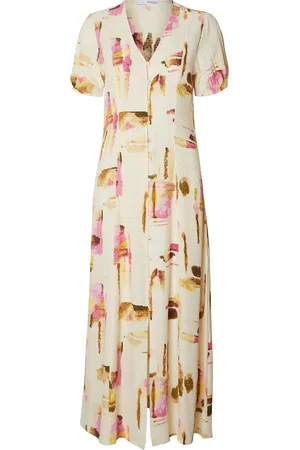 SELECTED Slfliva-Lida Ss Midi Dress Ex Beige