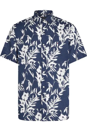 Tommy Hilfiger Linen Tropical Prt Ss Rf Shirt Blue