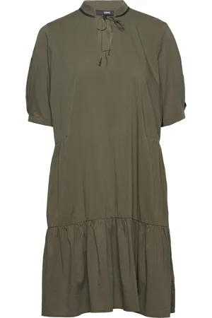 ESPRIT Flounced Dress With Lenzing™ Ecovero™ Khaki