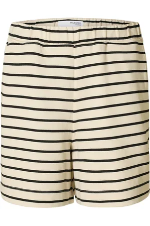 SELECTED Slfelise Hw Striped Shorts Cream