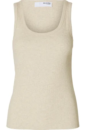 SELECTED Slfanna U-Neck Tank Top Noos Cream
