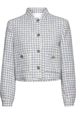 MANGO Tweed Jacket With Metal Buttons Blue