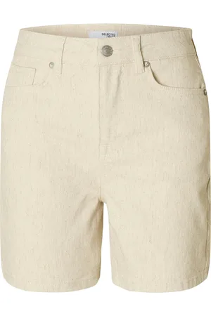 SELECTED Slfuna-Krista Hw Denim Shorts Cream