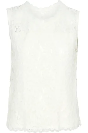 Cream Crkit Lace Top White
