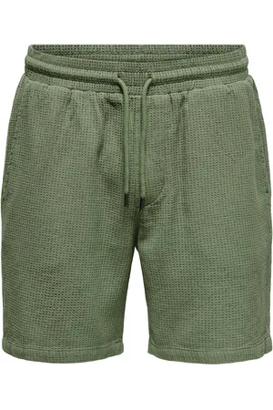 Only & Sons Onsbertil Waffle Shorts Green