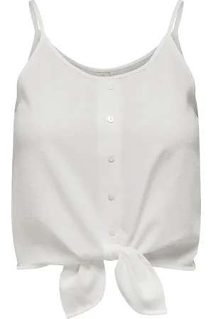 ONLY Onllecey Sl Knot Singlet Noos Wvn White
