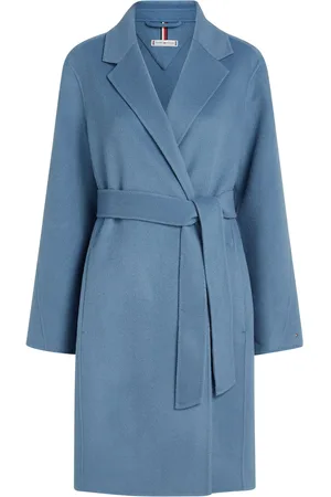 Tommy Hilfiger Reg Df Wool Belted Coat Blue