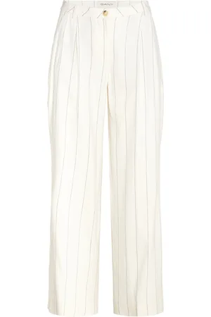 GANT Tailored Pleated Linen Blend Pants White