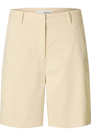 SELECTED Slfvienna Hw Wide Shorts Cream