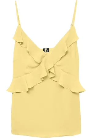 VERO MODA Vmamina Singlet Frill Top Wvn Exp Yellow