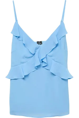 VERO MODA Vmamina Singlet Frill Top Wvn Exp Blue