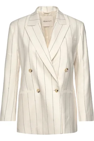GANT Pinstripe Linen Club Blazer White