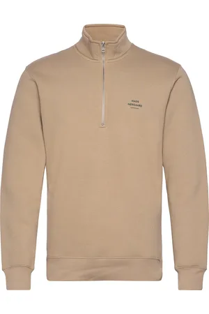 Mads Norgaard Standard Half Zip Logo Sweat Beige