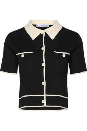 MANGO Short-Sleeved Cardigan With Contrasting Trims