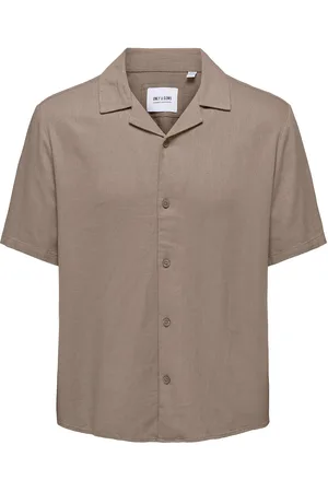 Only & Sons Onskari Resort Ss Shirt Visc Lin 0075 Cs Beige
