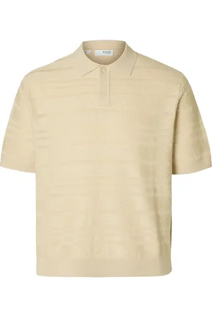 SELECTED Slhfoam Ss Knit Relaxed Structure Polo Cream