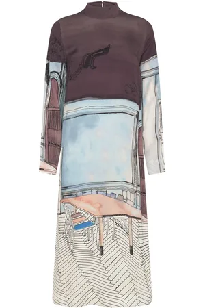 STINE GOYA Long Sleeve Midi Dress, 2263 Dry Vi Patterned