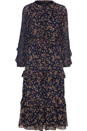 Ralph Lauren Floral Ruffle-Trim Georgette Dress Patterned