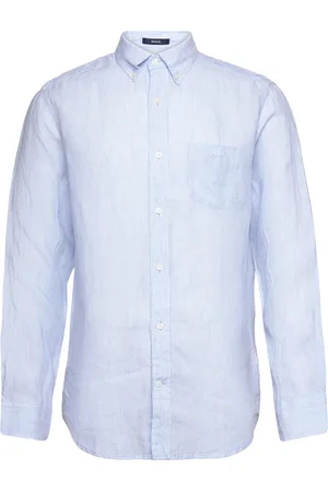 GANT Reg Linen Stripe Shirt Blue